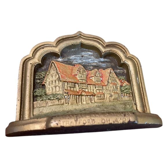 Antique Shakespeare's Stratford On Avon Bookends Bronze - Picture 3 of 12